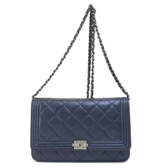 CHANEL Blue Lambskin Leather Wallet